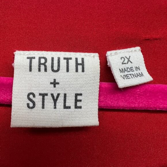 Truth & Style Womens Top 2X Shark Bite Hem Party Cocktail Event Holiday Romantic - Picture 2 of 16